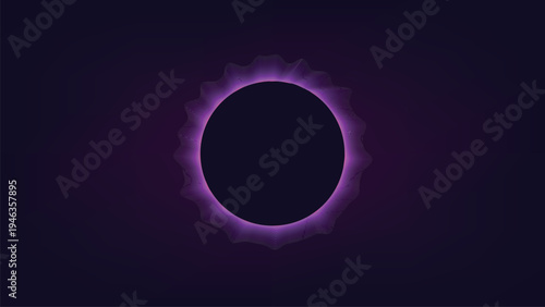 Abstract Solar Eclipse with Purple Glowing Corona on Dark Background