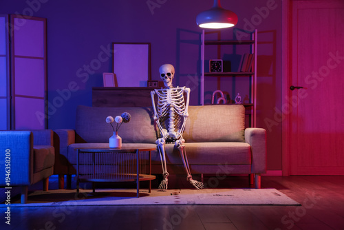 Human skeleton model sittin...