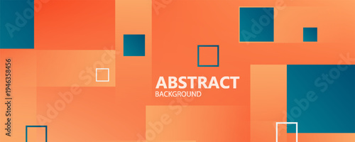 Abstract orange background with overlap blue color square shapes pattern element concept banner design. Eps10 vector