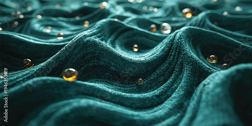A macro detail of blue denim fabric shows the textured cotton material of a fashion garment with a close-up on the woven textile pattern of a jean pocket or shirt