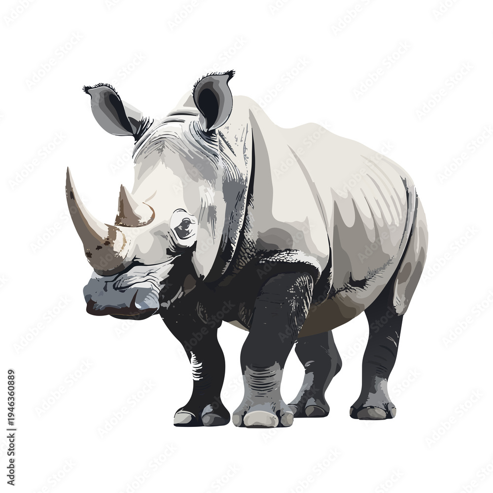 Fototapeta premium Realistic Vector Illustration of Rhinoceros