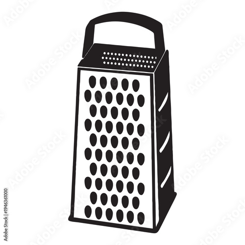 Cheese Grater Icon Vector Illustration Minimalist Black and White Kitchen Tool Line Art