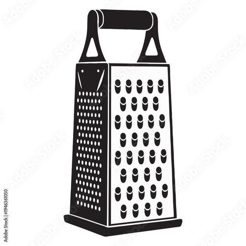 Cheese Grater Icon Vector Illustration Minimalist Black and White Kitchen Tool Line Art