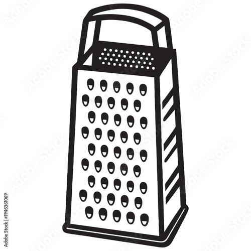 Cheese Grater Icon Vector Illustration Minimalist Black and White Kitchen Tool Line Art