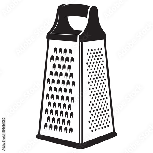 Cheese Grater Icon Vector Illustration Minimalist Black and White Kitchen Tool Line Art