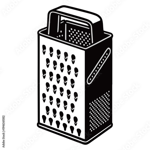 Cheese Grater Icon Vector Illustration Minimalist Black and White Kitchen Tool Line Art