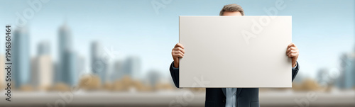Man in a Suit with a Blank ...