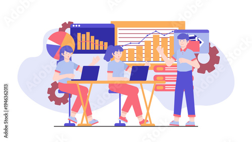 Professionals participating in a training session and data analysis workshop