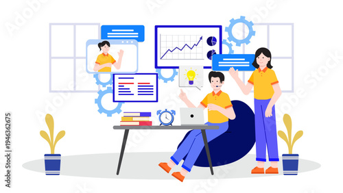 IT support team providing technical assistance and helpdesk services for business clients through digital platform