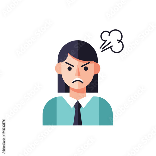 Angry Woman Icon with Steam Coming Out of Ears - Frustrated Expression
