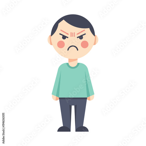 Angry Cartoon Boy Face Expressing Frustration and Irritation