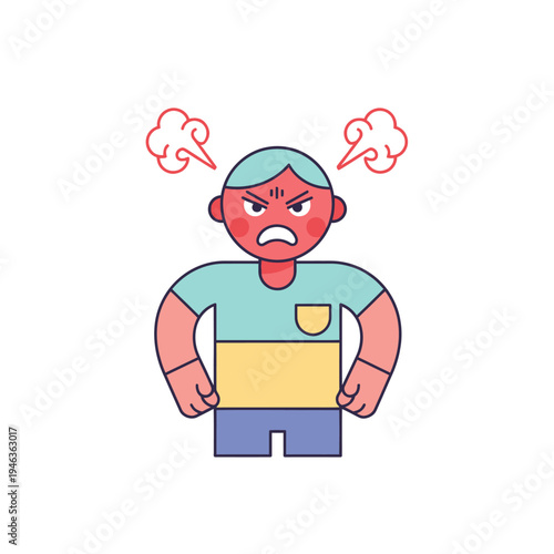 Angry Cartoon Man Character Illustration, Frustrated Person, Emotional Expression