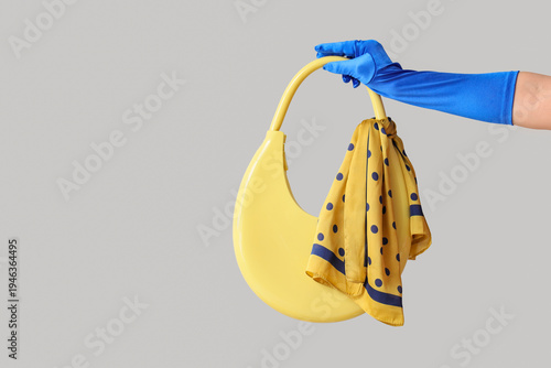 Female hand with glove, han...