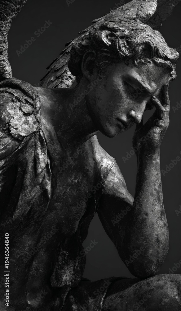 Obraz premium black and white close-up of an angel statue