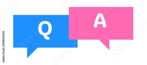Blue pink overlapping Q A question answer bubbles