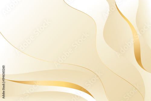 Elegant soft beige luxury wave background with gold lines, suitable for beauty products, templates, banners, sales, awards, events, websites, pages and more