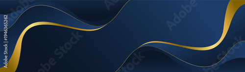 Elegant navy blue luxury banner background with gold accents. Suitable for web banners, headers, sale templates, business ads, awards, events, and more