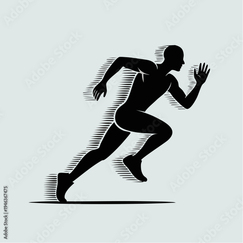 Black silhouette of a running man illustration with motion lines
