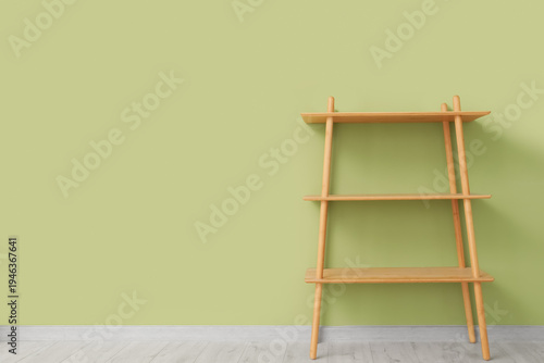 Empty wooden shelving unit ...