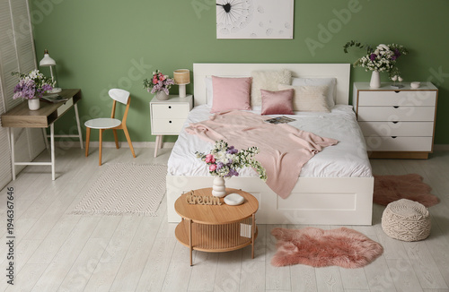 Interior of stylish bedroom...