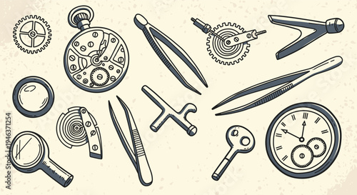 Vintage Watchmaking Tools and Components Collection