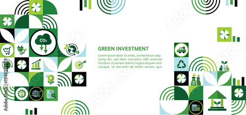 Sustainable development and green investment concept with icons. Green business, finance and investment for sustainability to reduce carbon emission. ESG for business and organization, Eco friendly.