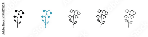 May lily icon in line art style on white background for graphic and web design.