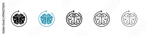 Memory recall icon in line art style on white background for graphic and web design.