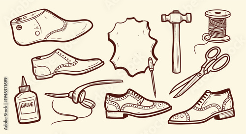 Cobbler Tools and Shoes Crafting Supplies for Shoemaking and Repair