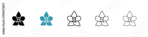 Moth orchid icon in line art style on white background for graphic and web design.