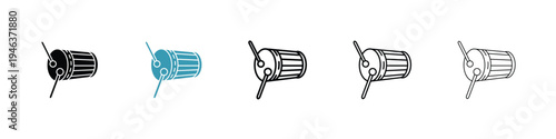 Muslim drum icon in line art style on white background for graphic and web design.