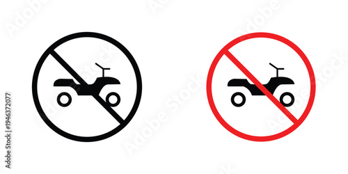 No all terrain vehicle signs in line art style on white background for graphic and web design.