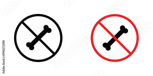 No bones signs in line art style on white background for graphic and web design.