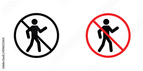 No entry signs in line art style on white background for graphic and web design.