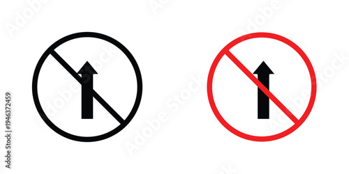 No entry signs in line art style on white background for graphic and web design.