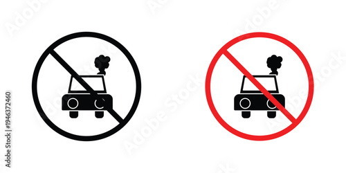 No exhaust gases signs in line art style on white background for graphic and web design.
