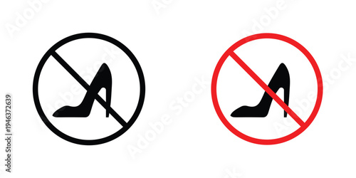 No high heels signs in line art style on white background for graphic and web design.
