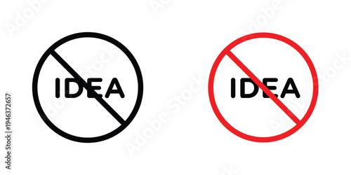 No Idea signs in line art style on white background for graphic and web design.