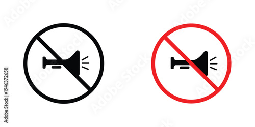 No horn signs in line art style on white background for graphic and web design.