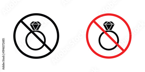 No jewelry signs in line art style on white background for graphic and web design.