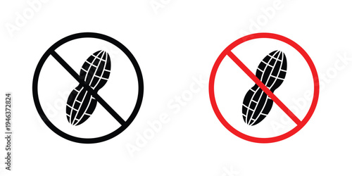 No peanut signs in line art style on white background for graphic and web design.