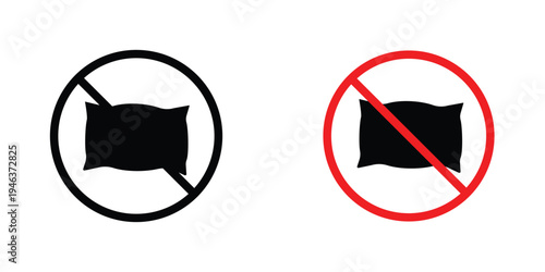 No pillow signs in line art style on white background for graphic and web design.