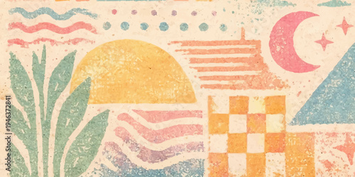 Seamless retro vector pattern featuring vintage dollar signs and money bills on grunge paper texture with floral stamps and old postage postmarks for a decorative business wallpaper design