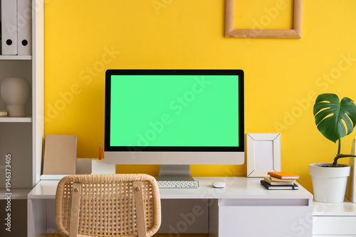Modern computer with blank ...