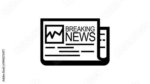 Breaking news in the newspaper, black isolated silhouette