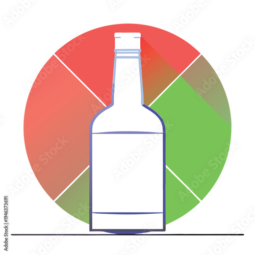 Green circular background minimalist white outline. 