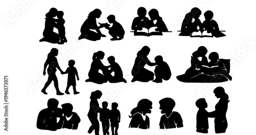 mother son family relationship silhouette icon pack
