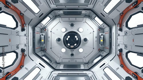 Futuristic Space Station Interior Module.
