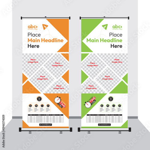 Clean geometric roll up banner layout for business presentation