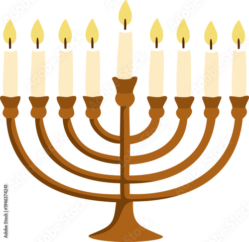 Hanukkah menorah candle icon vector, jewish holiday symbol light flame tradition religion celebration festival design isolated graphic element set collection group for web app print.